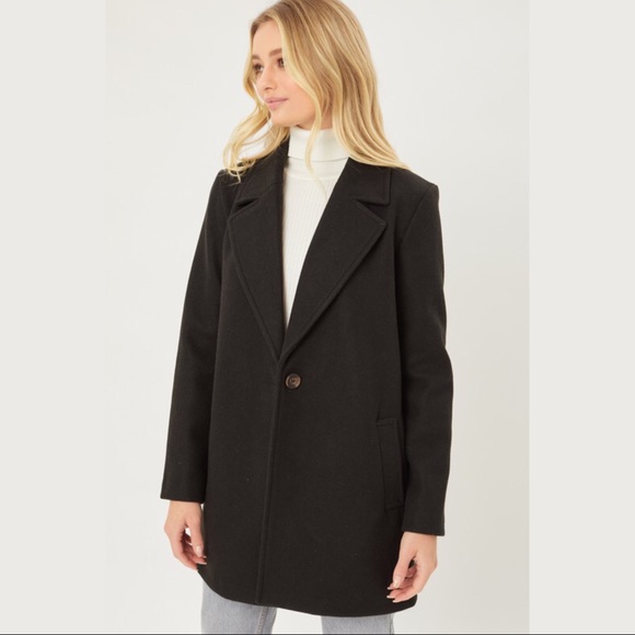 ❤️HP! Black Wool-Like Fleece Medium-weight Coat - Picture 2 of 4